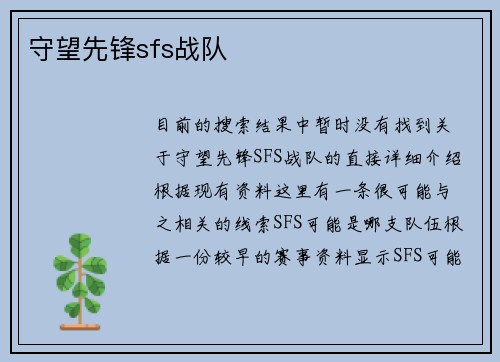 守望先锋sfs战队